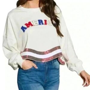 Peach Love California Sequin America Sweatshirt